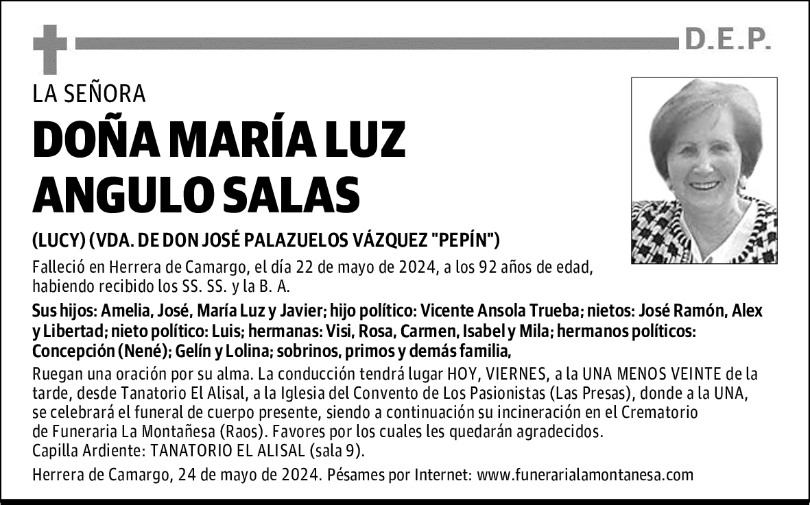 DOÑA MARÍA LUZ ANGULO SALAS