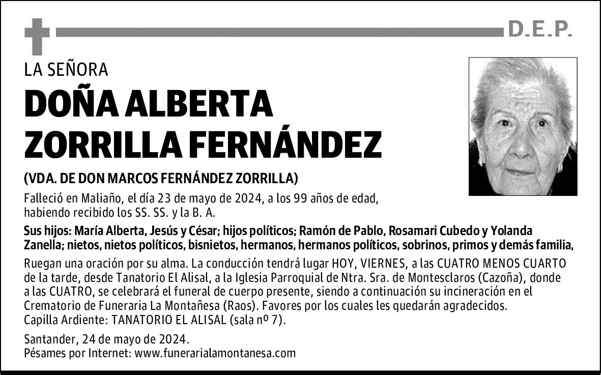 DOÑA ALBERTA ZORRILLA FERNÁNDEZ