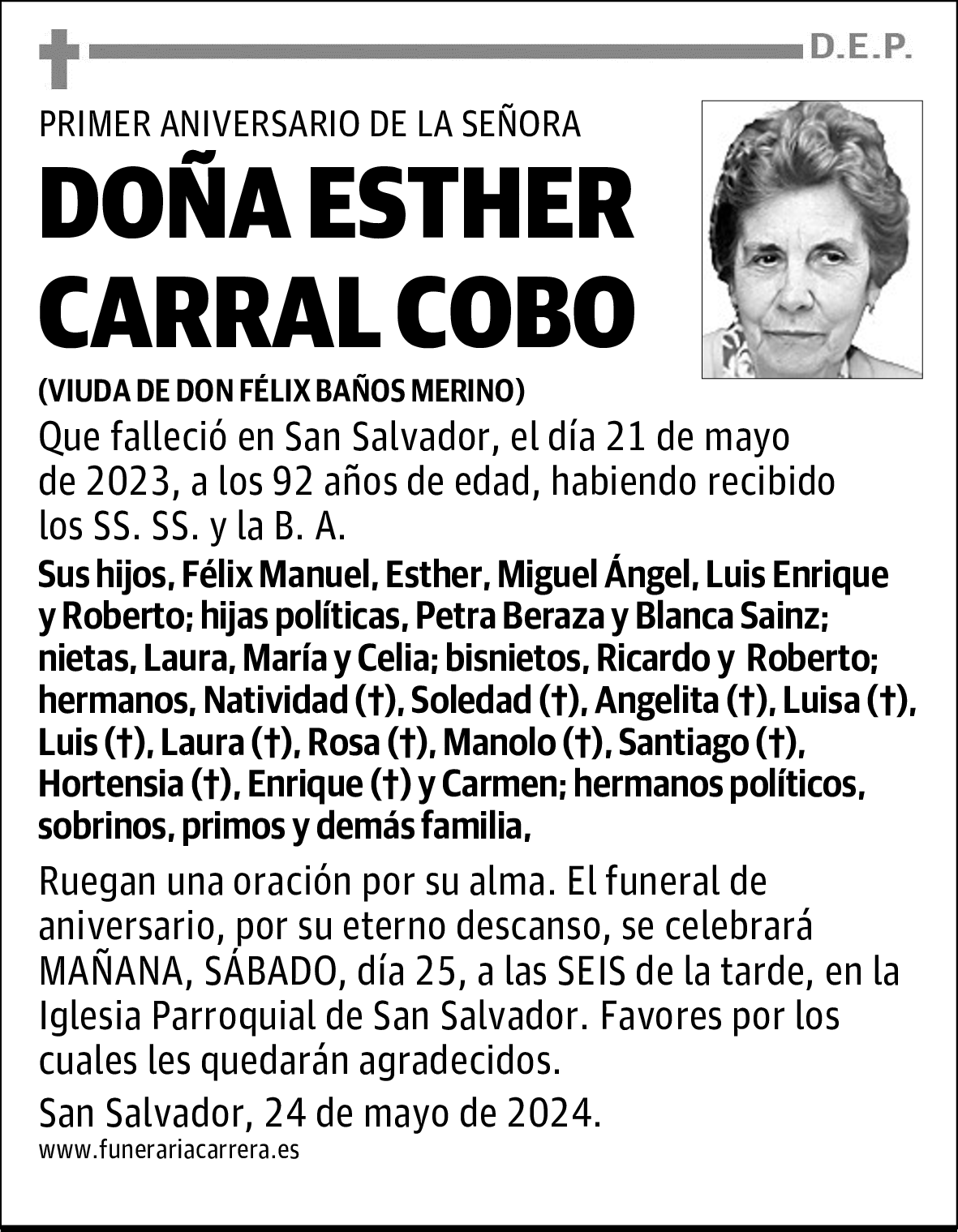 DOÑA ESTHER CARRAL COBO
