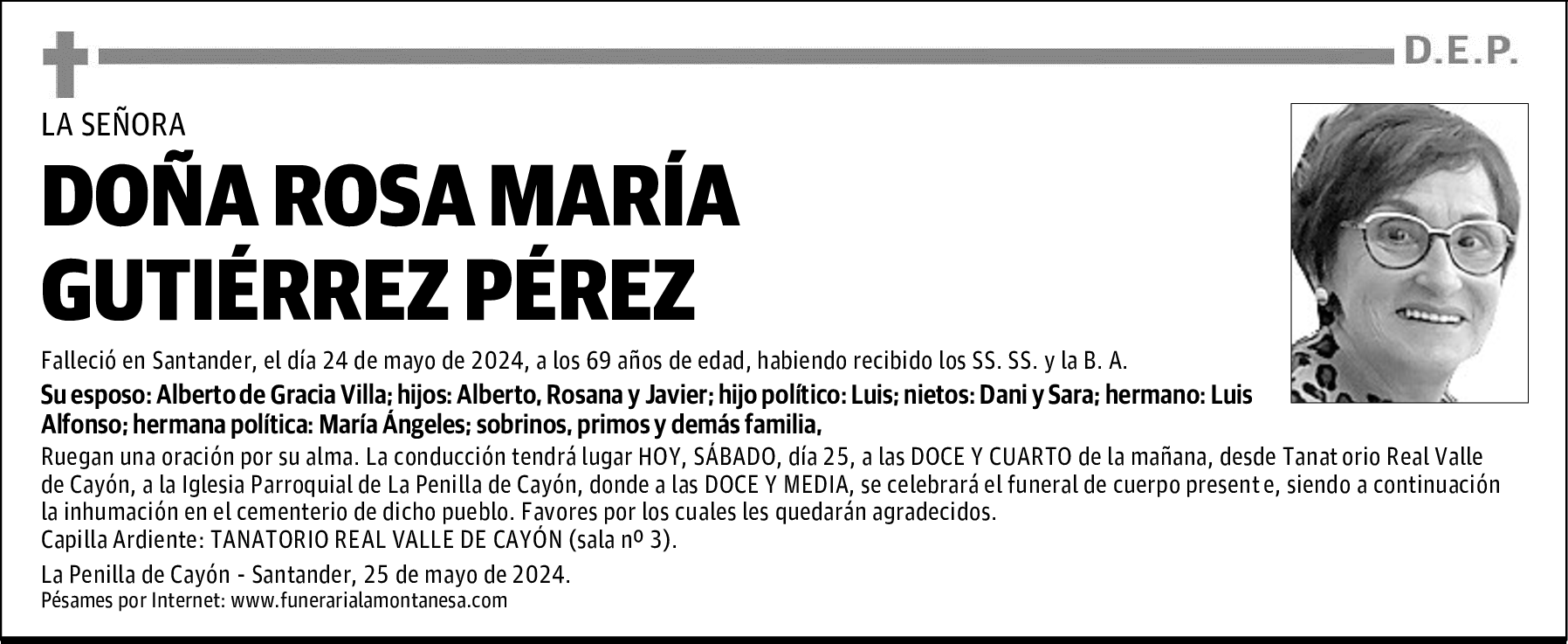 DOÑA ROSA MARÍA GUTIÉRREZ PÉREZ