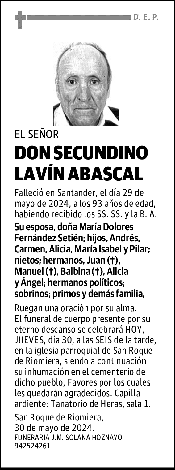 DON SECUNDINO LAVÍN ABASCAL