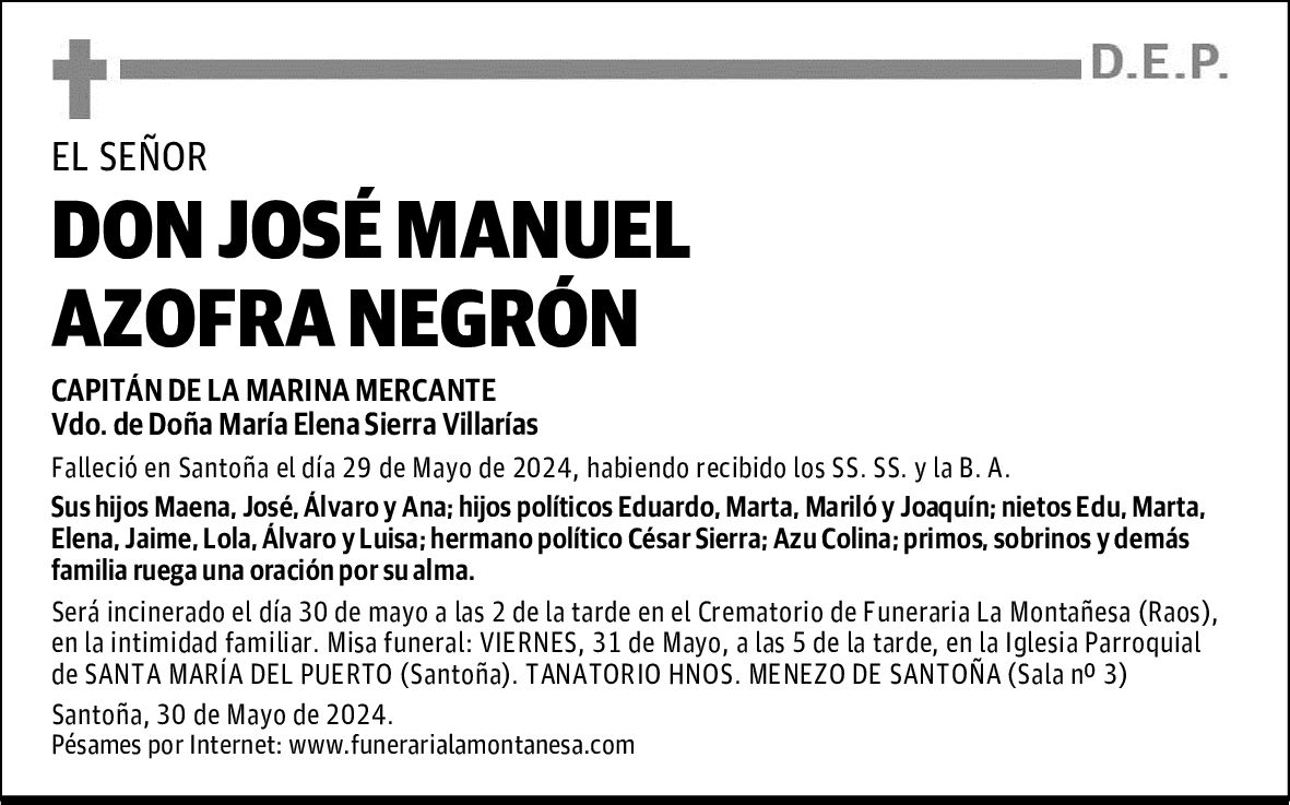 DON JOSÉ MANUEL AZOFRA NEGRÓN