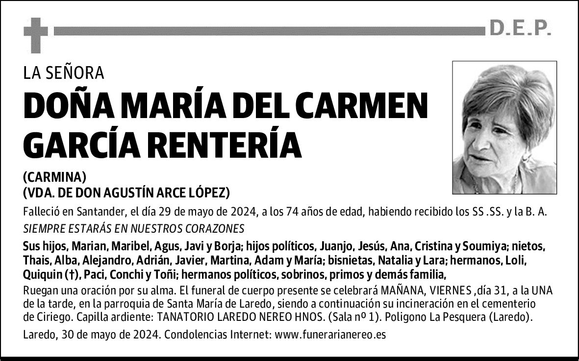 DOÑA MARÍA DEL CARMEN GARCÍA RENTERÍA