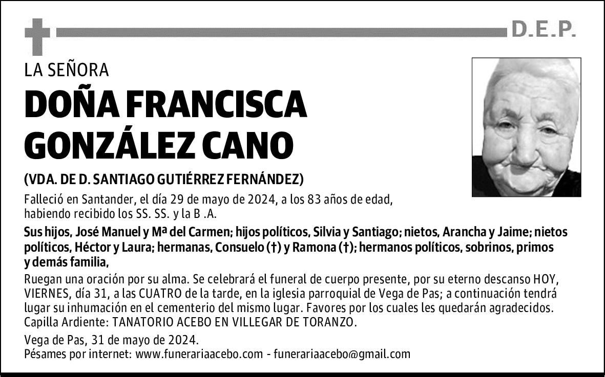 DOÑA FRANCISCA GONZÁLEZ CANO