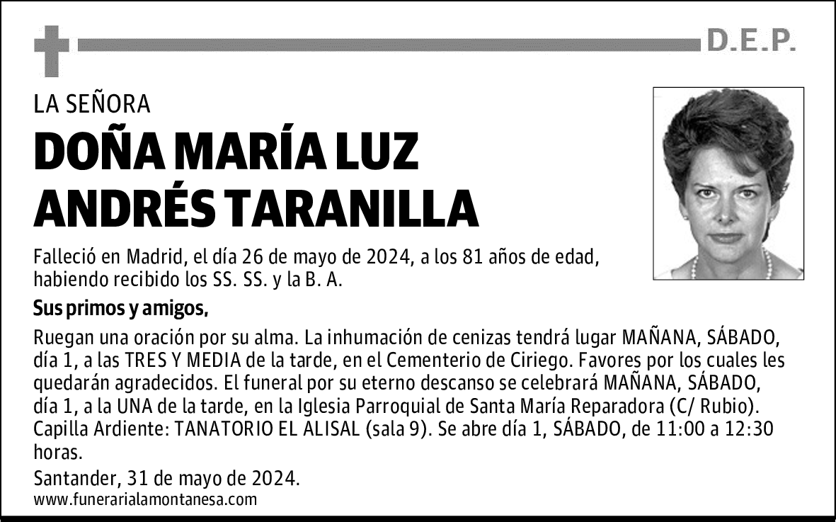 DOÑA MARÍA LUZ ANDRÉS TARANILLA