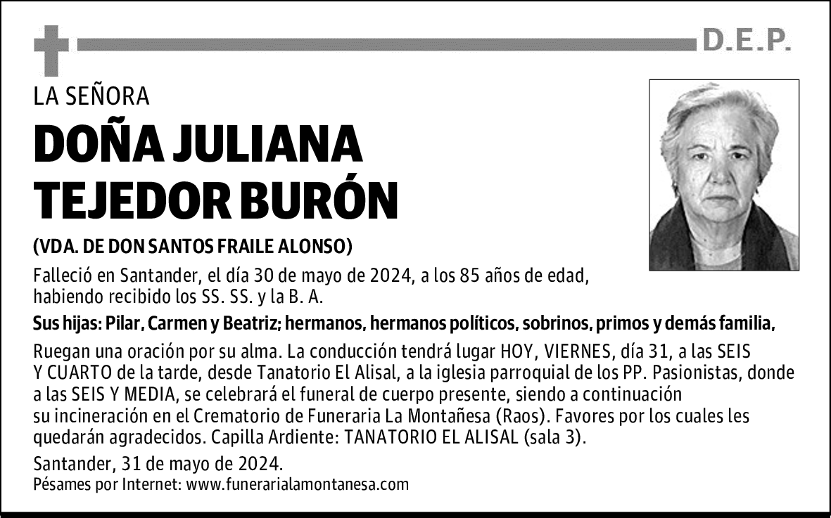 DOÑA JULIANA TEJEDOR BURÓN