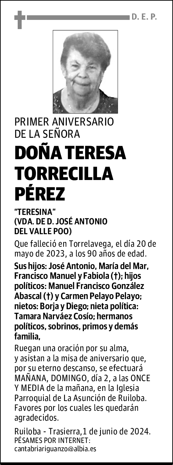 DOÑA TERESA TORRECILLA PÉREZ