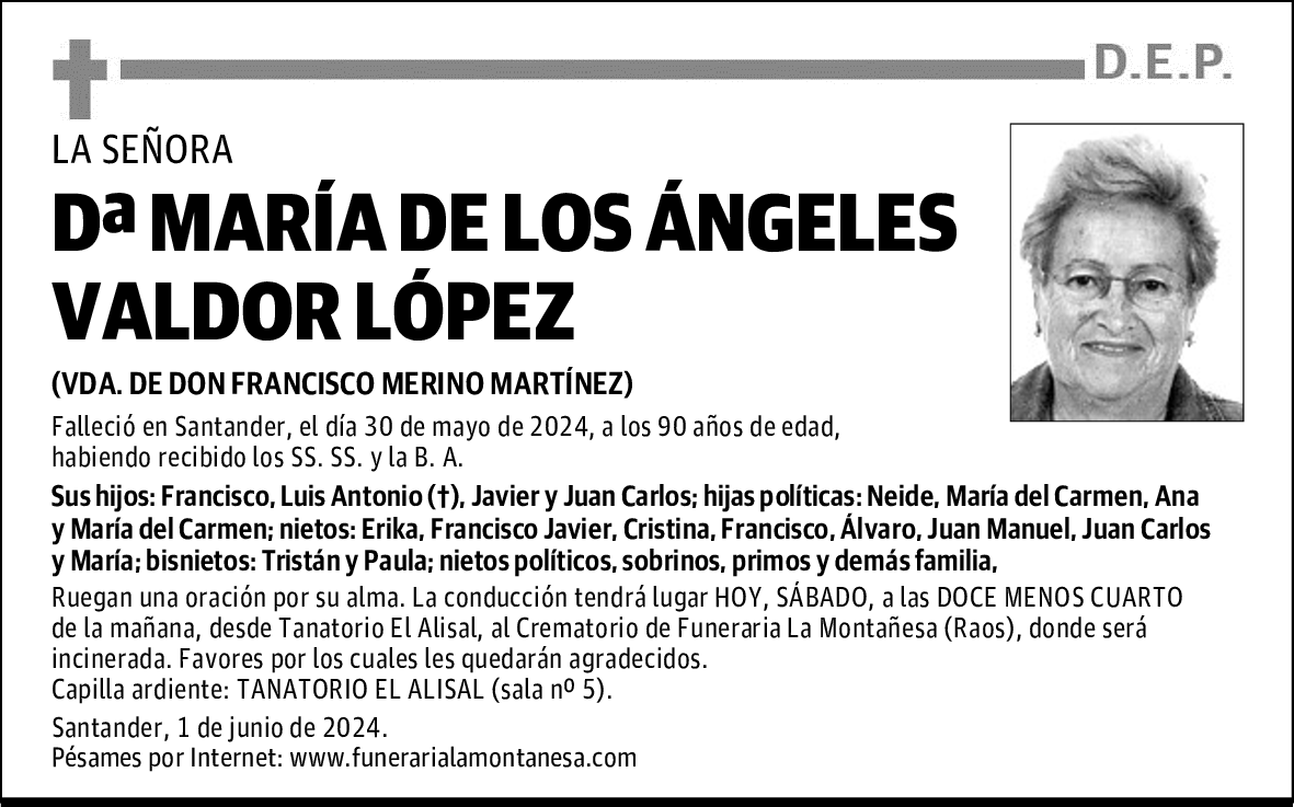 DOÑA MARÍA DE LOS ÁNGELES VALDOR LÓPEZ