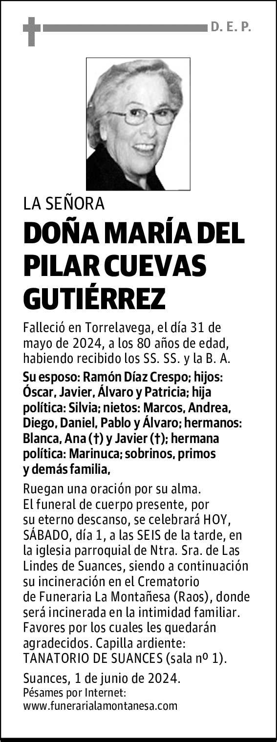 DOÑA MARÍA DEL PILAR CUEVAS GUTIÉRREZ