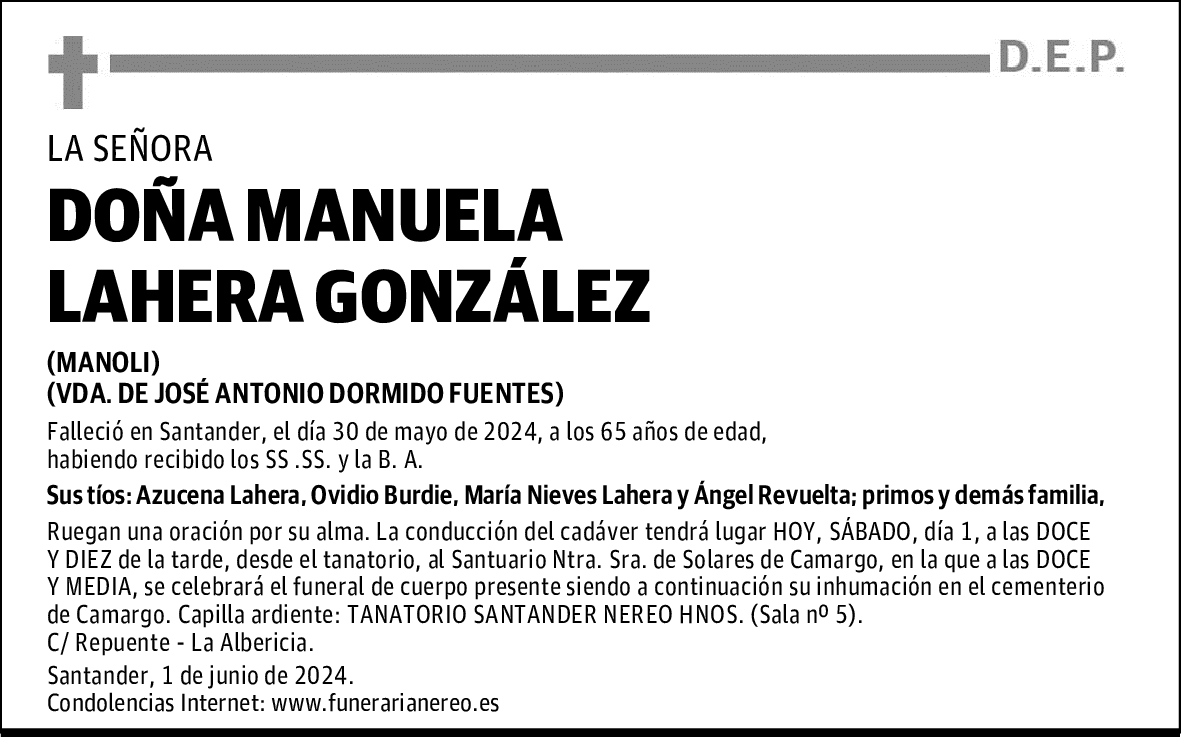 DOÑA MANUELA LAHERA GONZÁLEZ
