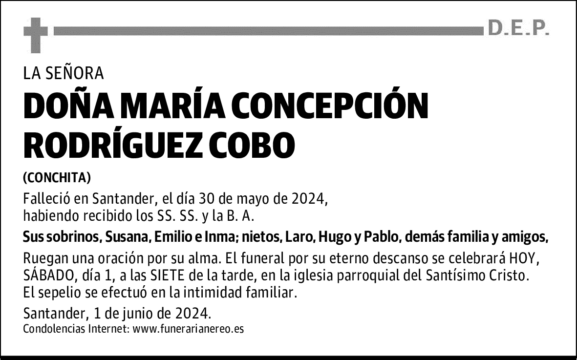 DOÑA MARÍA CONCEPCIÓN RODRÍGUEZ COBO