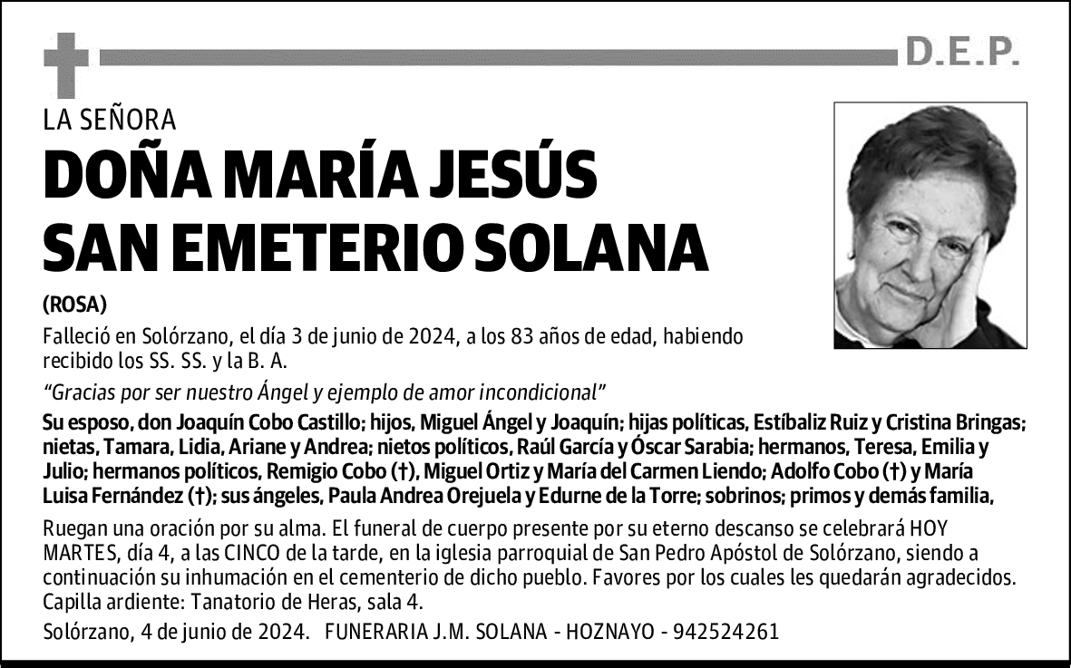 DOÑA MARÍA JESÚS SAN EMETERIO SOLANA