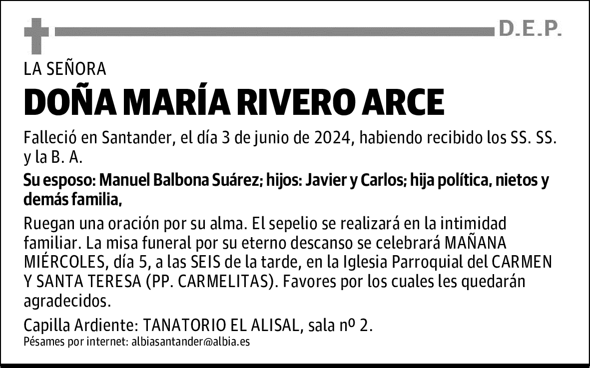 DOÑA MARÍA RIVERO ARCE