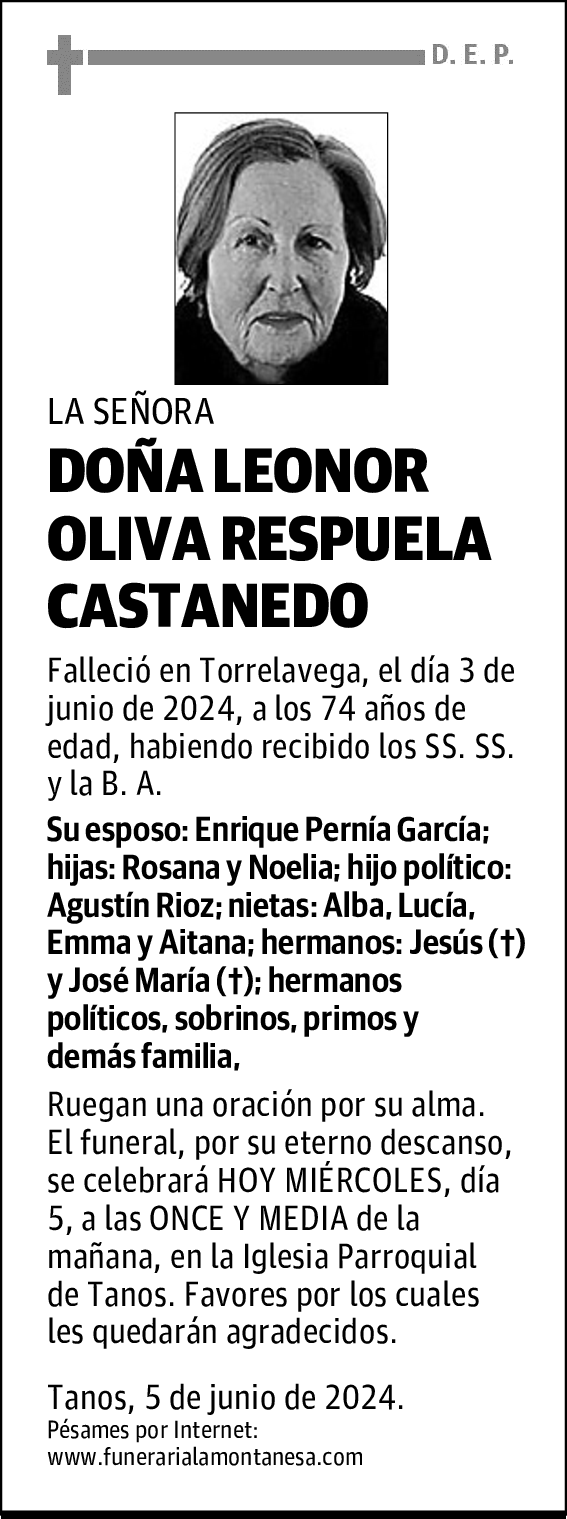 DOÑA LEONOR OLIVA RESPUELA CASTANEDO