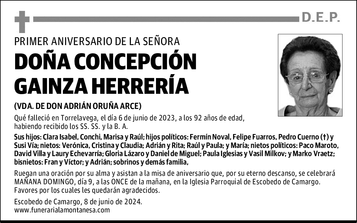 DOÑA CONCEPCIÓN GAINZA HERRERÍA