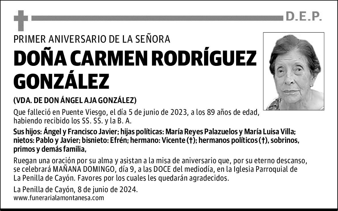DOÑA CARMEN RODRÍGUEZ GONZÁLEZ