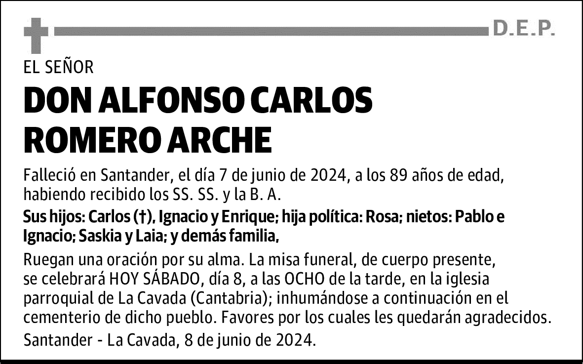 DON ALFONSO CARLOS ROMERO ARCHE