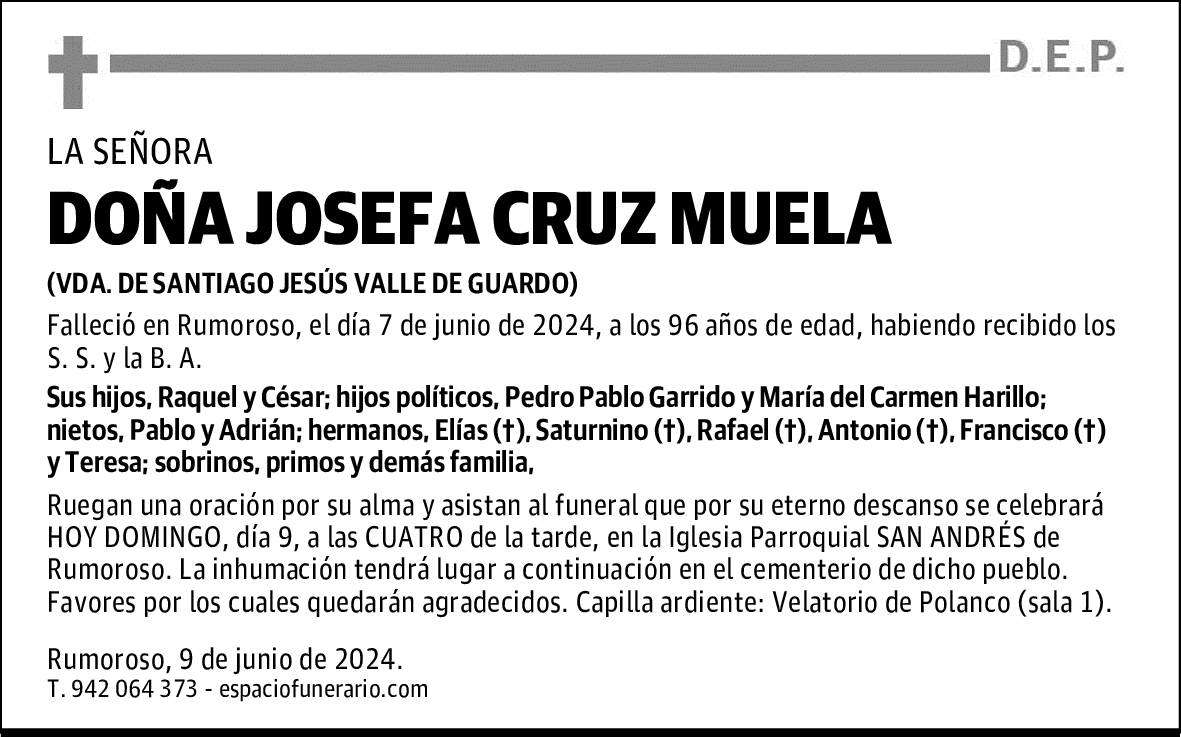 DOÑA JOSEFA CRUZ MUELA