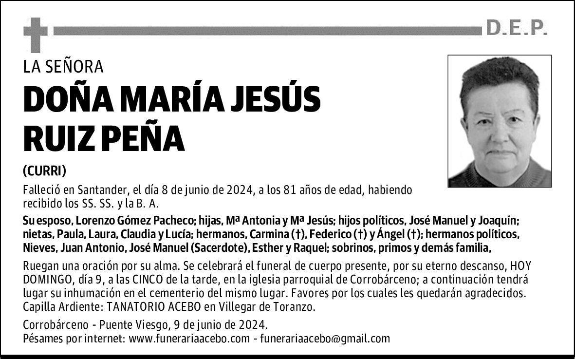 DOÑA MARÍA JESÚS RUIZ PEÑA