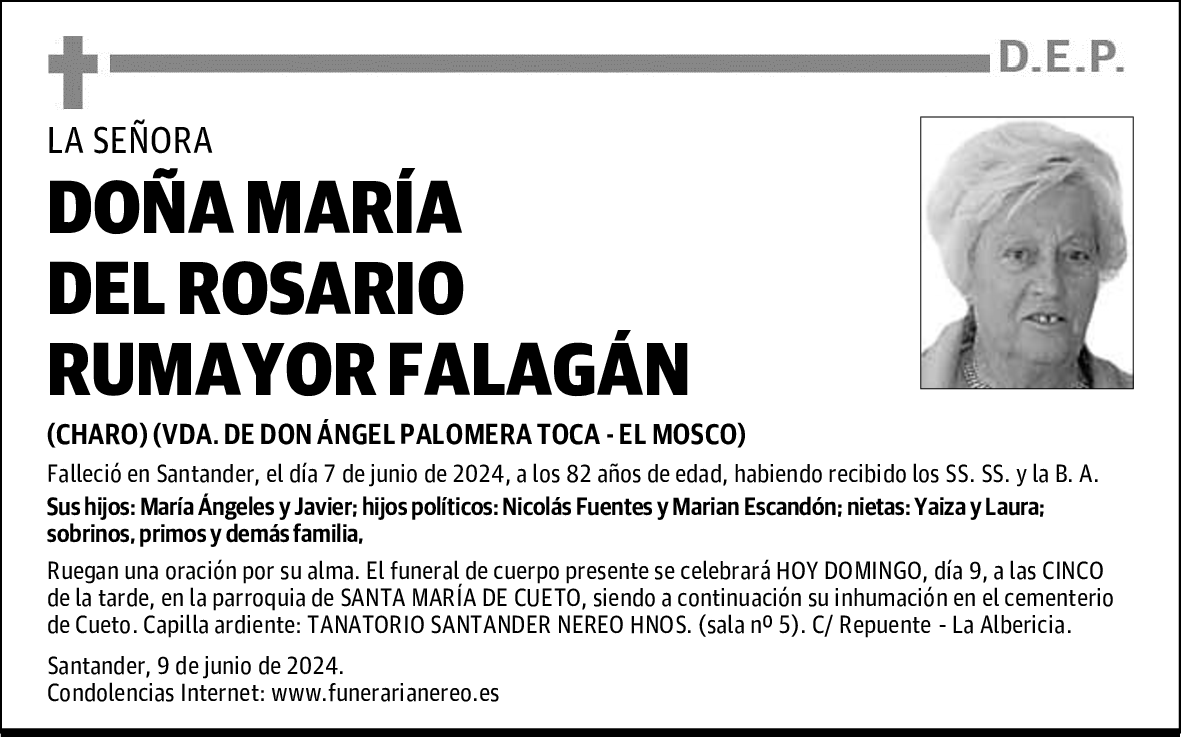 DOÑA MARÍA DEL ROSARIO RUMAYOR FALAGÁN