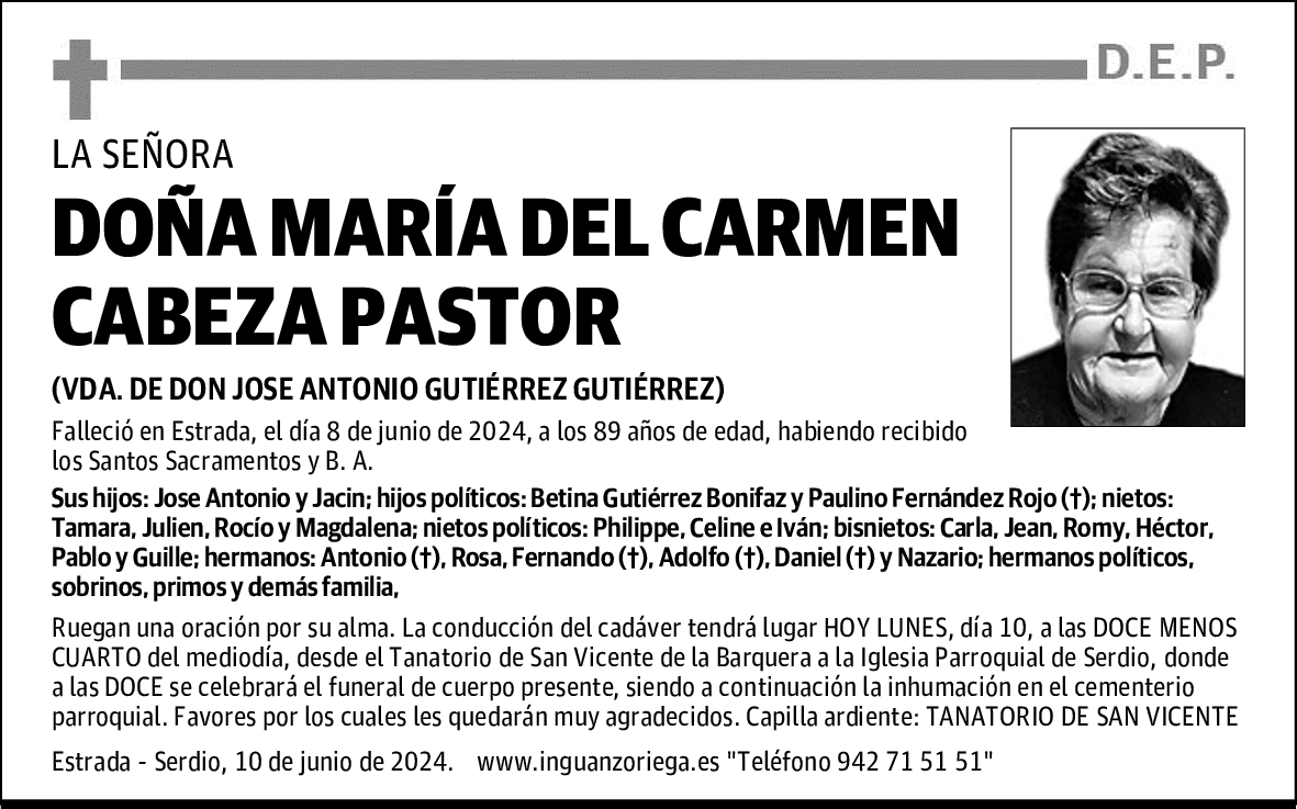 DOÑA MARÍA DEL CARMEN CABEZA PASTOR