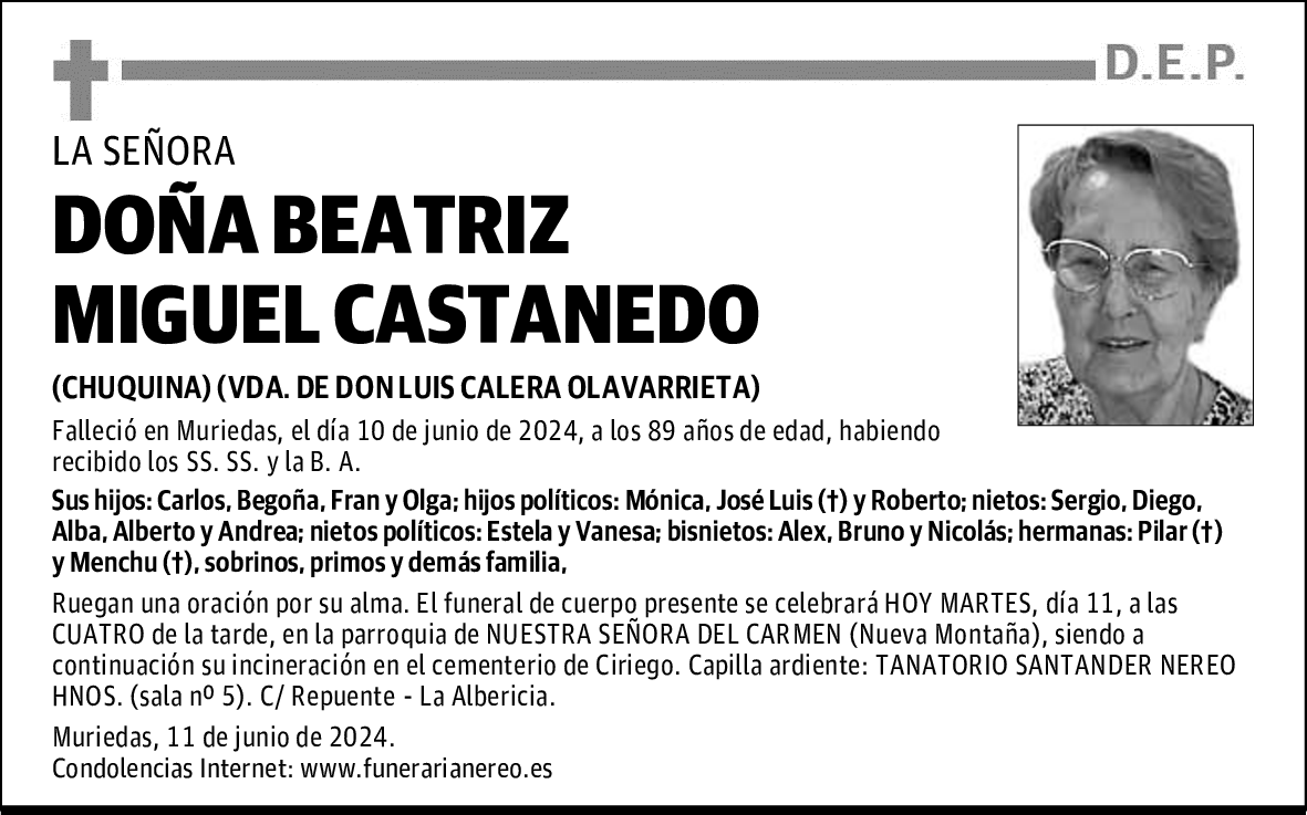 DOÑA BEATRIZ MIGUEL CASTANEDO