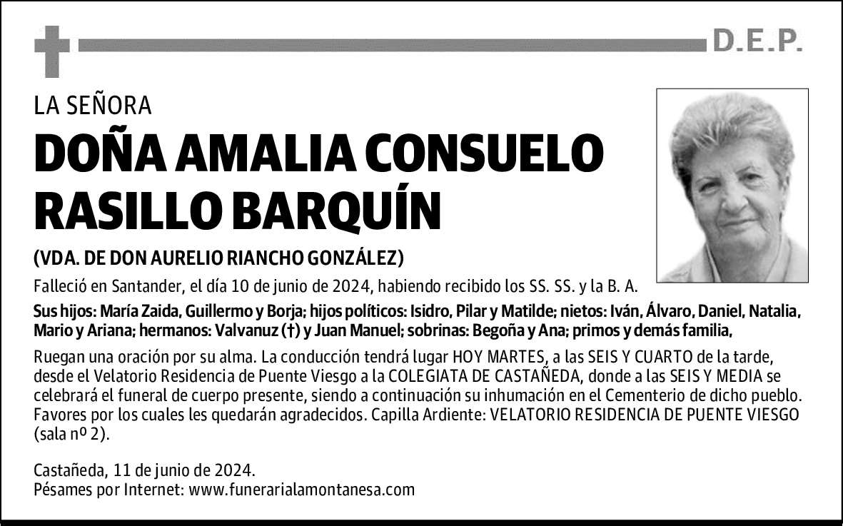 DOÑA AMALIA CONSUELO RASILLO BARQUÍN