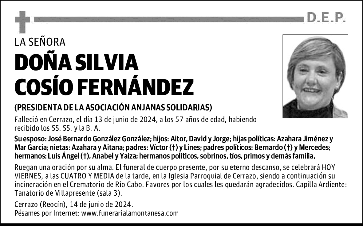 DOÑA SILVIA COSÍO FERNÁNDEZ
