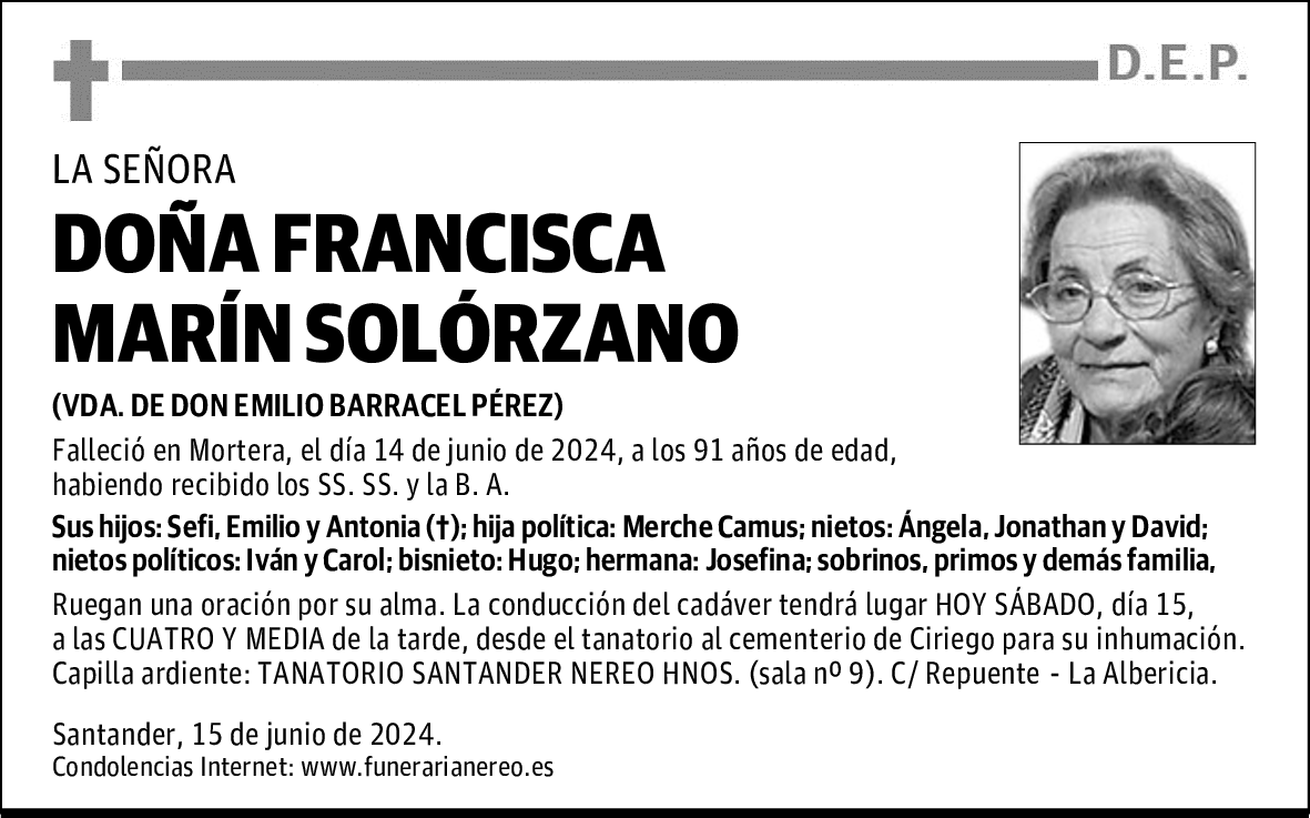 DOÑA FRANCISCA MARÍN SOLÓRZANO