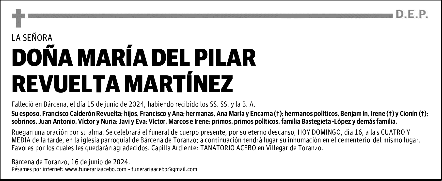 DOÑA MARÍA DEL PILAR REVUELTA MARTÍNEZ