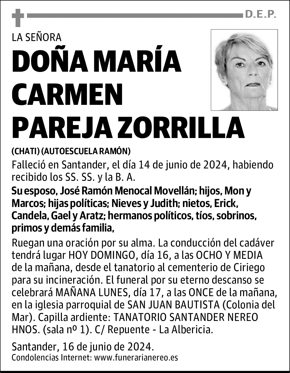 DOÑA MARÍA CARMEN PAREJA ZORRILLA