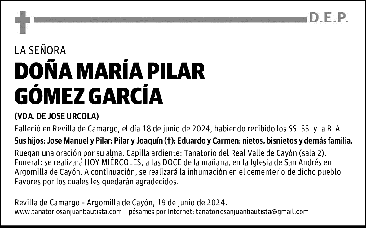 DOÑA MARÍA PILAR GÓMEZ GARCÍA