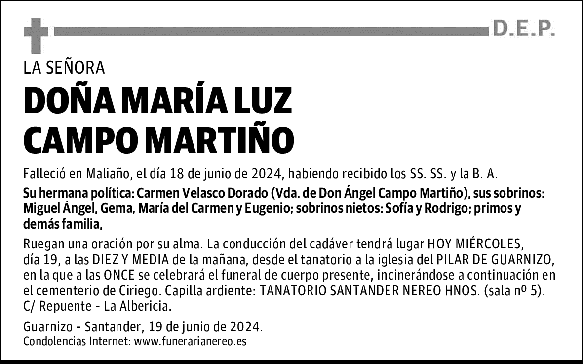 DOÑA MARÍA LUZ CAMPO MARTIÑO