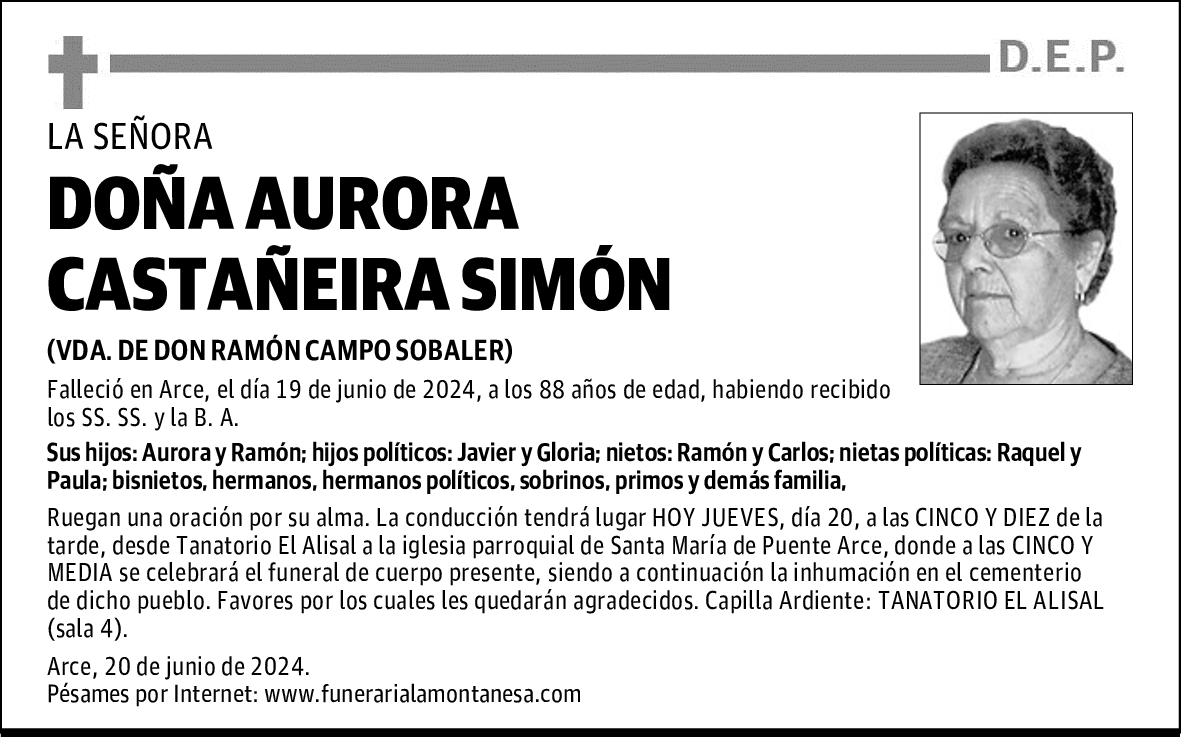 DOÑA AURORA CASTAÑEIRA SIMÓN