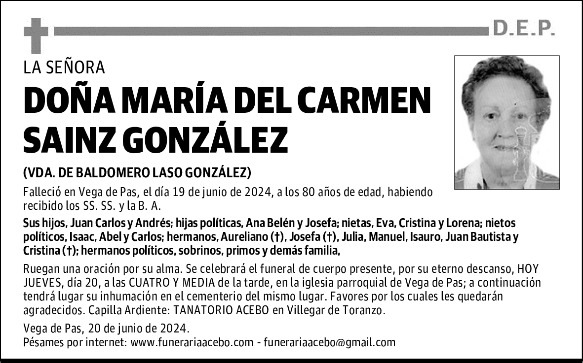 DOÑA MARÍA DEL CARMEN SAINZ GONZÁLEZ