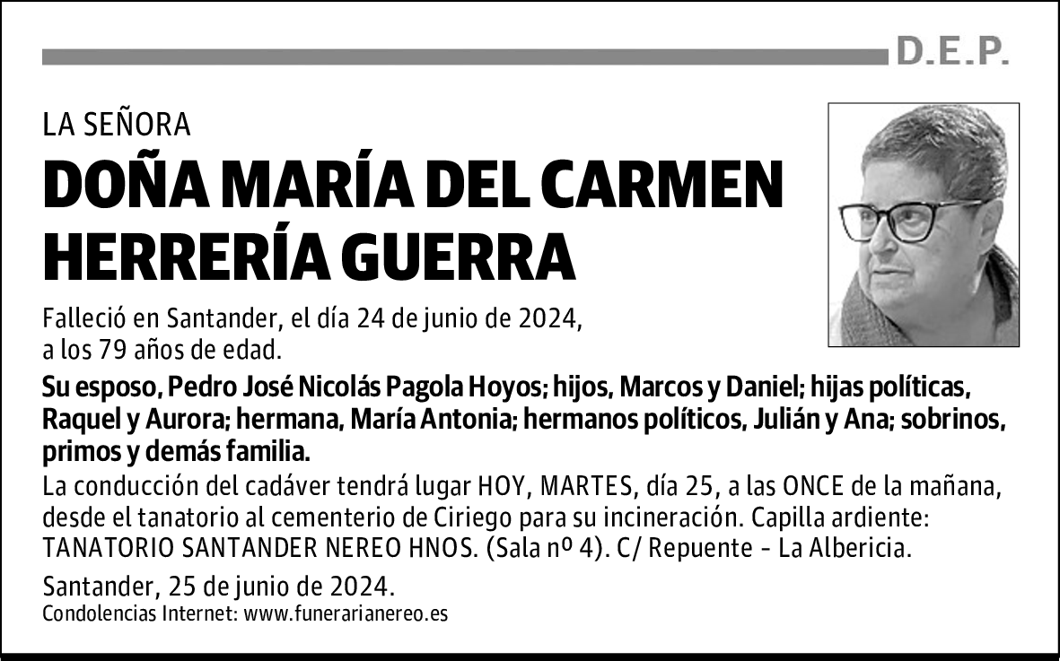 DOÑA MARÍA DEL CARMEN HERRERÍA GUERRA