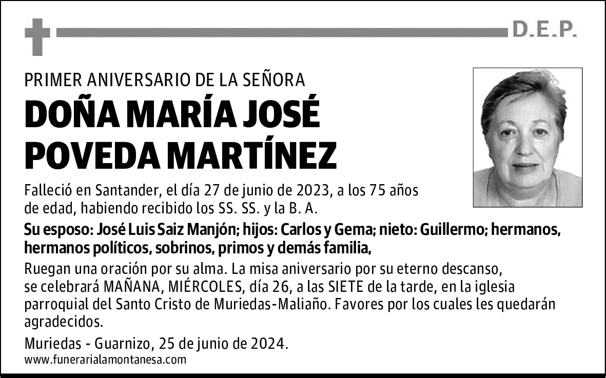 DOÑA MARÍA JOSÉ POVEDA MARTÍNEZ