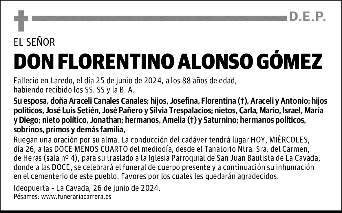DON FLORENTINO ALONSO GÓMEZ