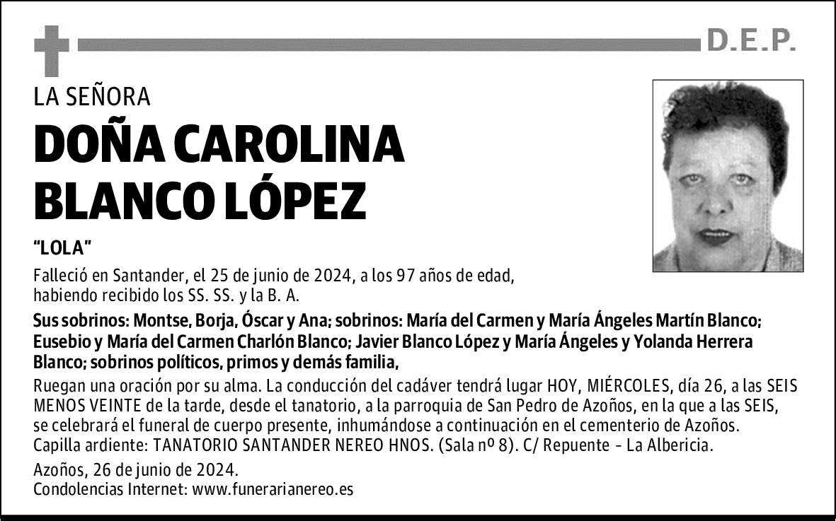 DOÑA CAROLINA BLANCO LÓPEZ