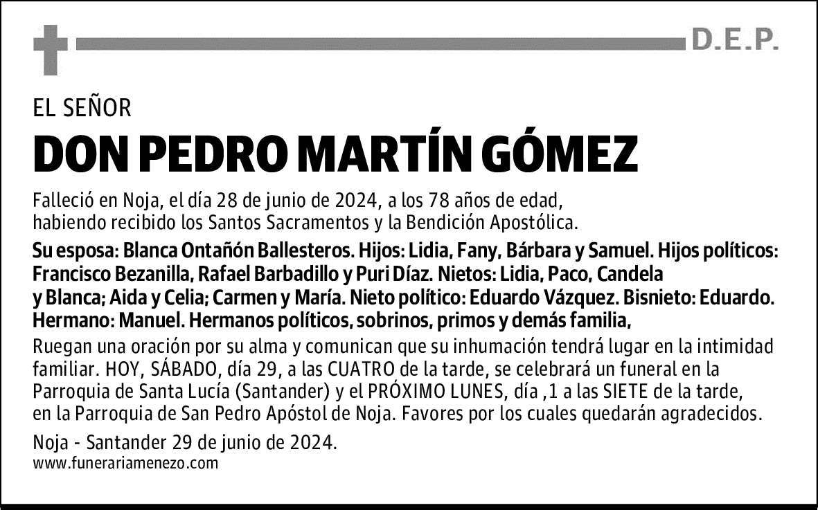 DON PEDRO MARTÍN GÓMEZ