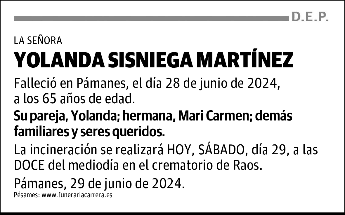 YOLANDA SISNIEGA MARTÍNEZ