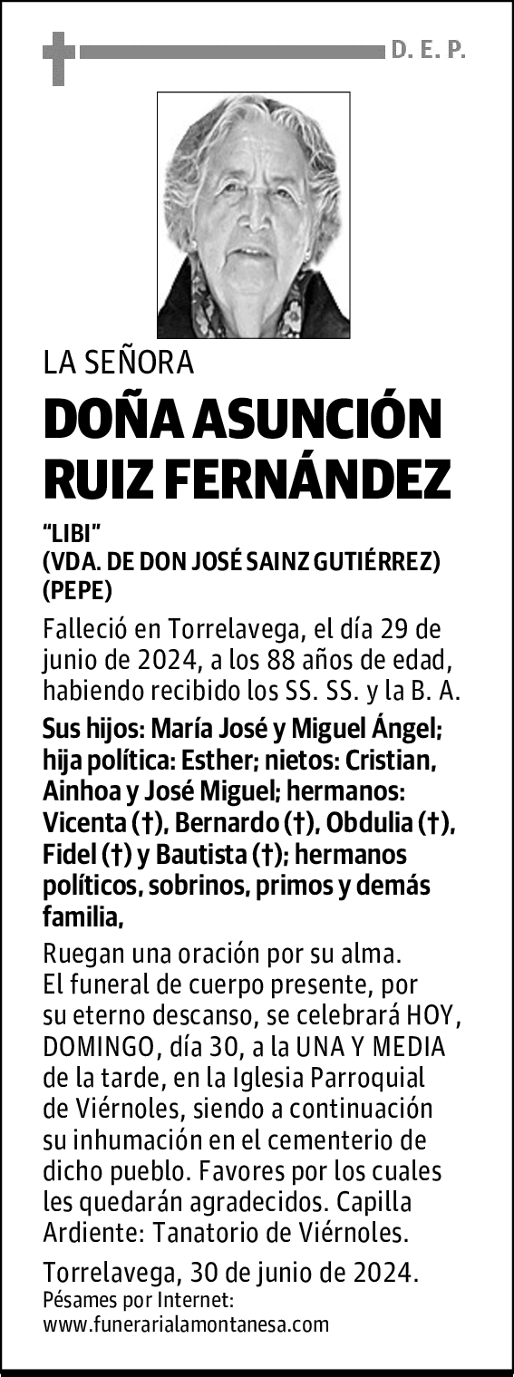 DOÑA ASUNCIÓN RUIZ FERNÁNDEZ