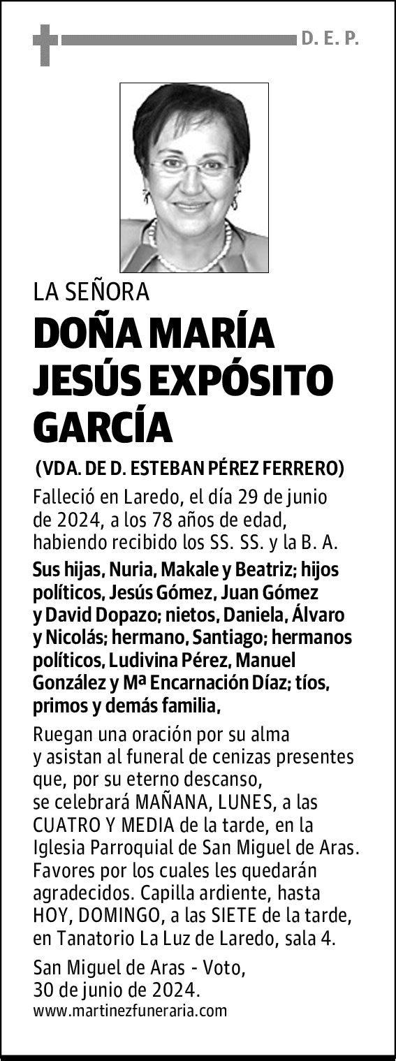 DOÑA MARÍA JESÚS EXPÓSITO GARCÍA