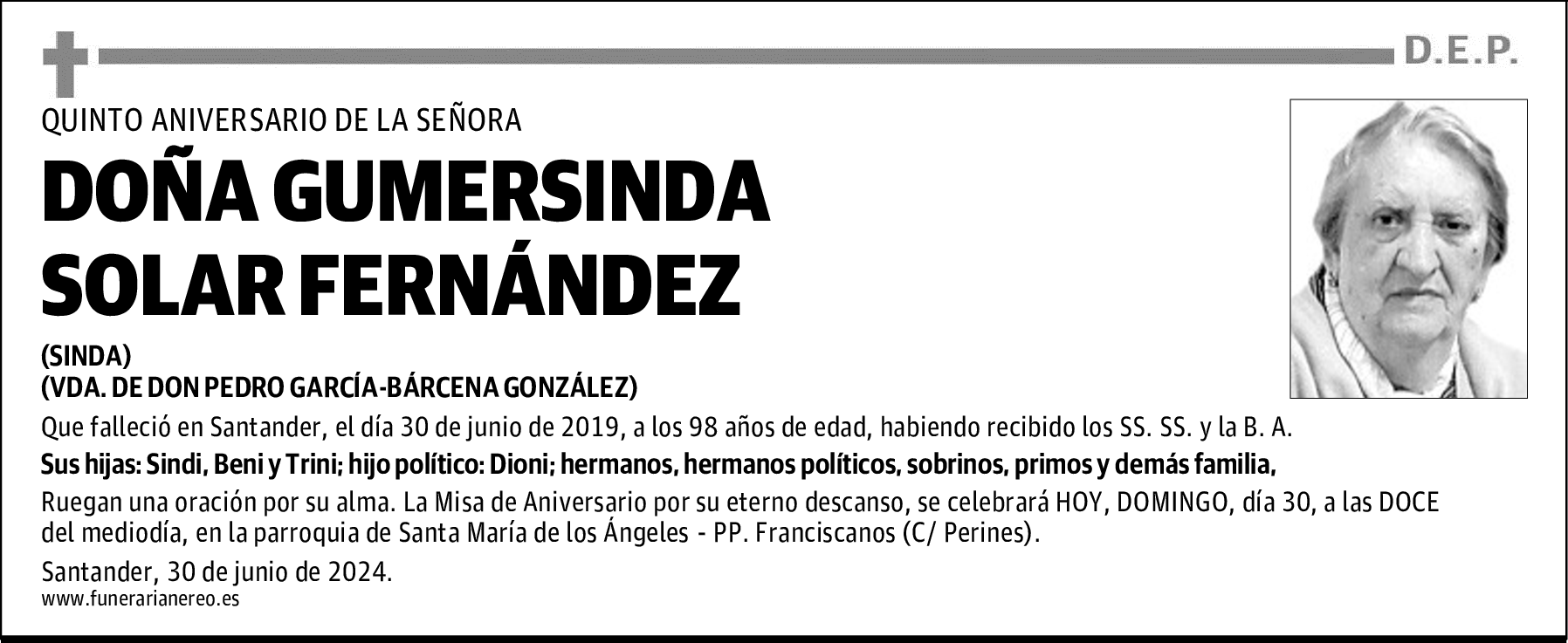 DOÑA GUMERSINDA SOLAR FERNÁNDEZ