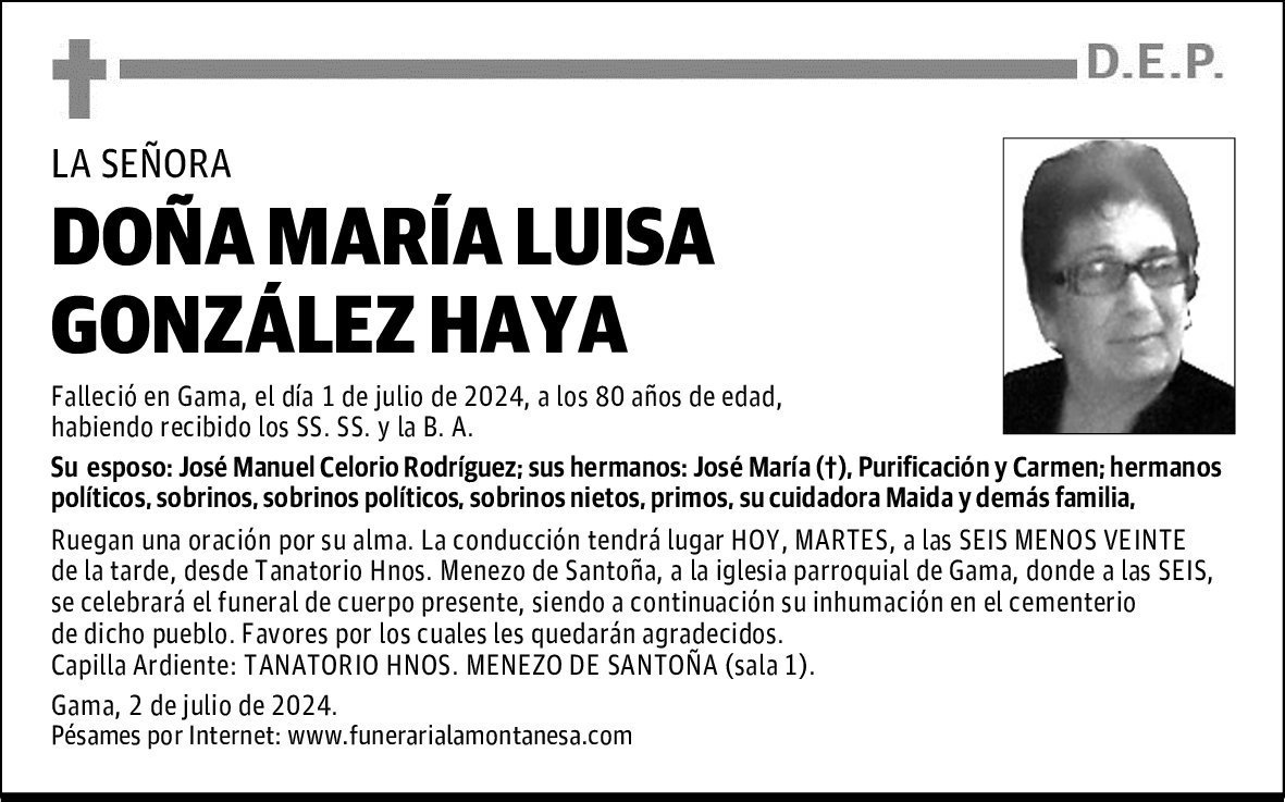 DOÑA MARÍA LUISA GONZÁLEZ HAYA