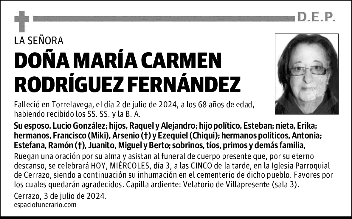 DOÑA MARÍA CARMEN RODRÍGUEZ FERNÁNDEZ