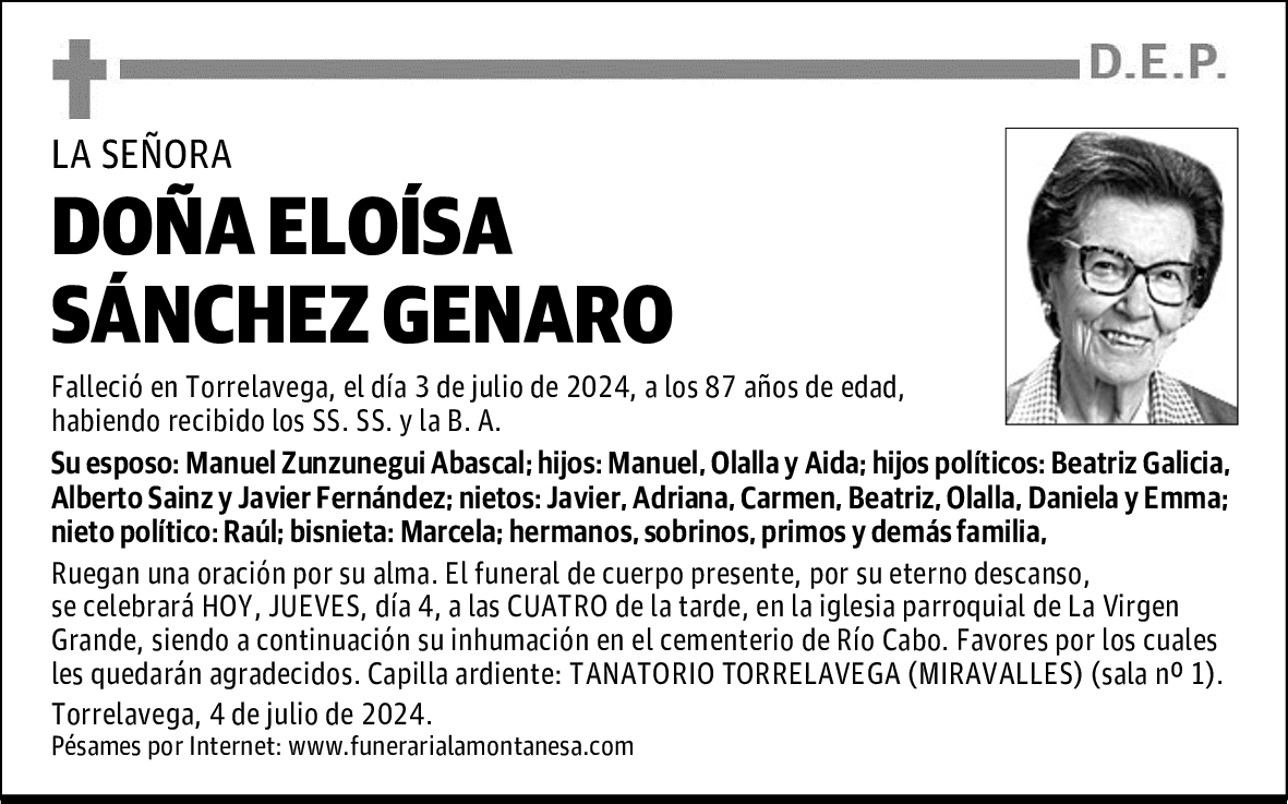 DOÑA ELOÍSA SÁNCHEZ GENARO