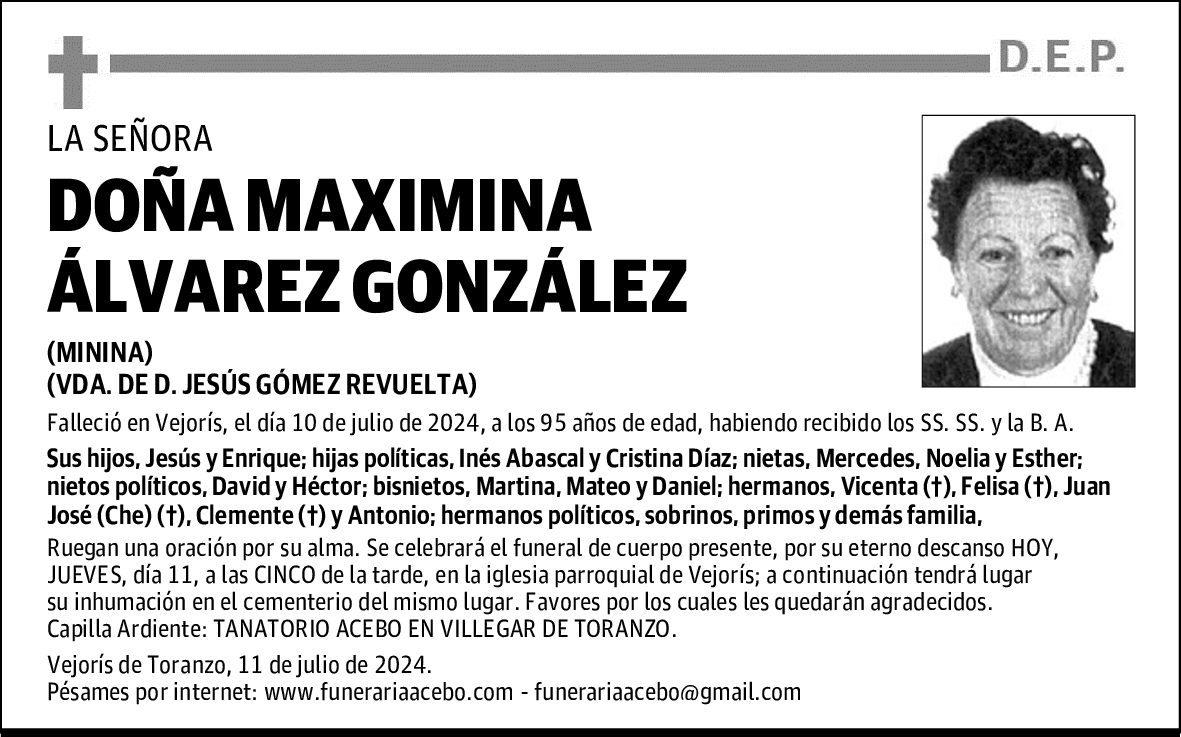 DOÑA MAXIMINA ÁLVAREZ GONZÁLEZ