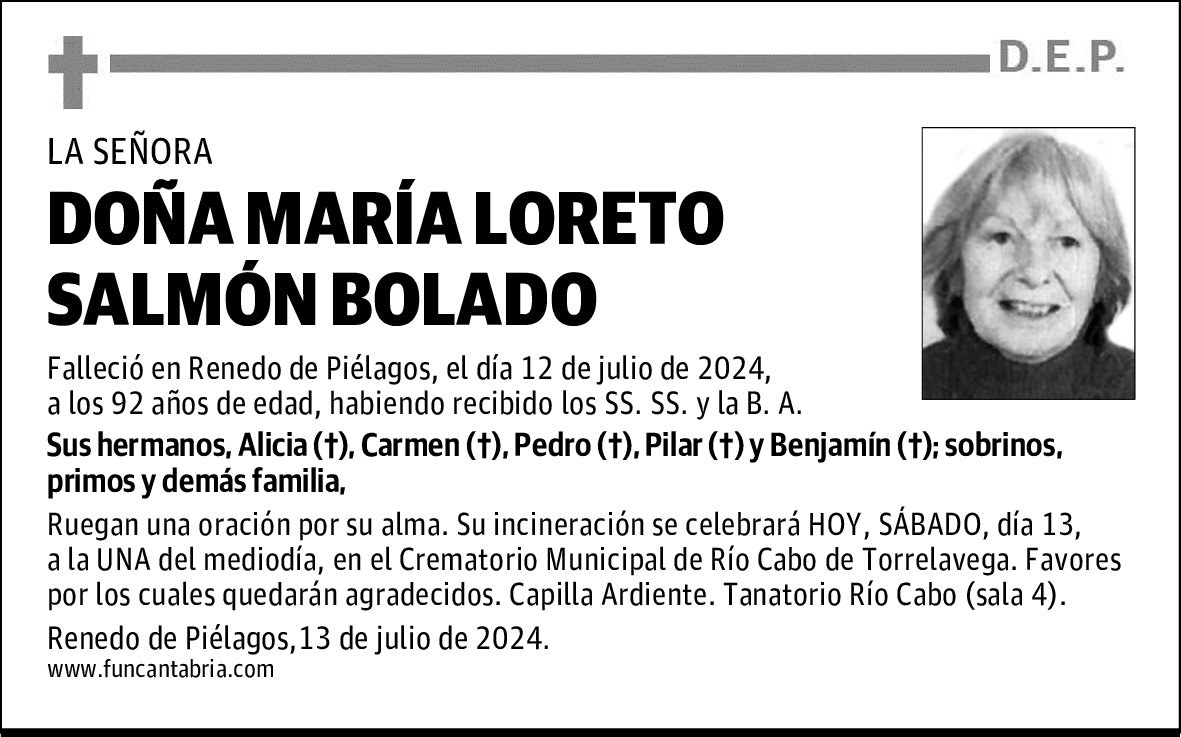 DOÑA MARÍA LORETO SALMÓN BOLADO