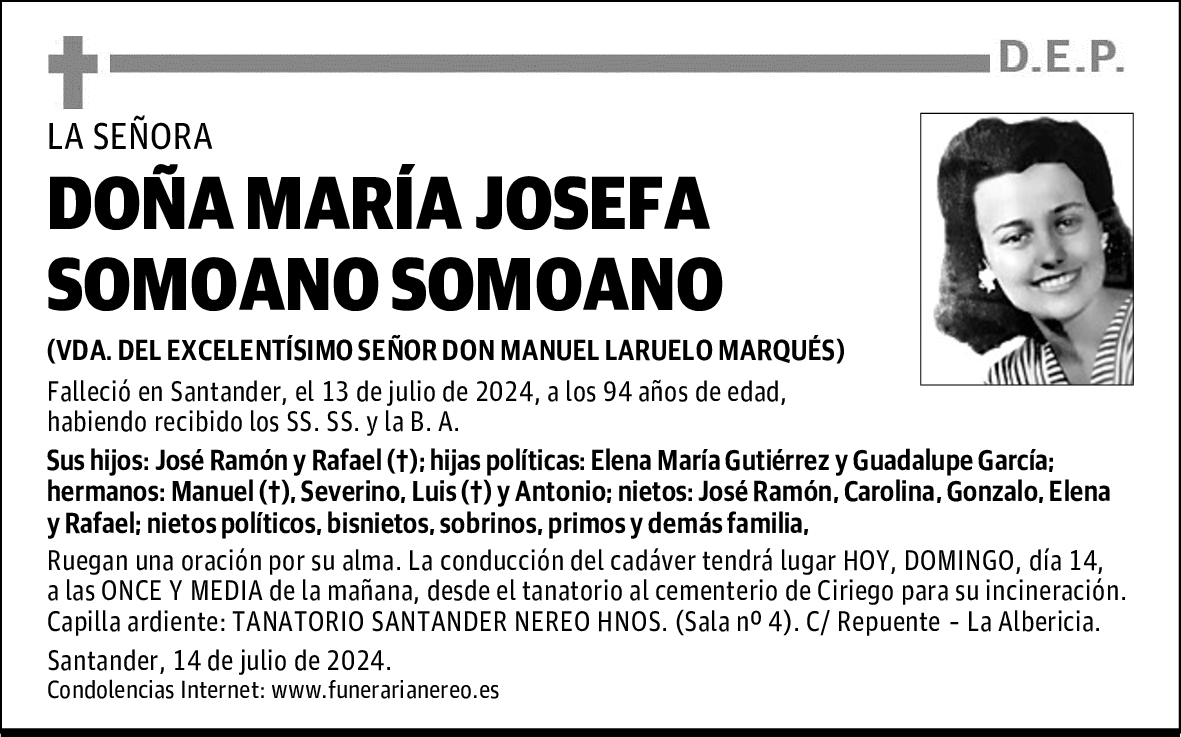 DOÑA MARÍA JOSEFA SOMOANO SOMOANO